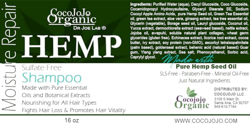 Volumizing Hemp Shampoo 16 oz - Hydrating, Sulfate & Paraben-Free for All Hair Types