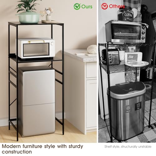 Black 2-Tier Mini Fridge Shelf Rack for Microwave & Kitchen Storage