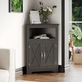 Black Corner Storage Cabinet with Barn Door Design - ChooChoo