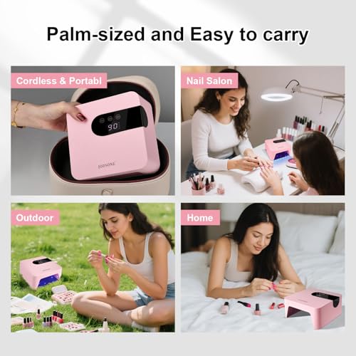 JODSONE UV Nail Lamp Rechargeable Portable with 3 Timers & LCD Display - Pink, H10-1