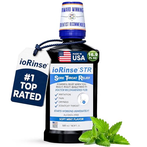 ioRinse STR Mint Sore Throat Relief Gargle - 16.9 Fl Oz, Professional Strength