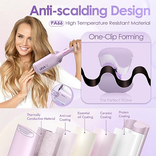 NOVUS Purple 1.25 Inch Curling Iron & Hair Waver with Ceramic Dual Barrel, Ionic Technology, Auto Shutoff