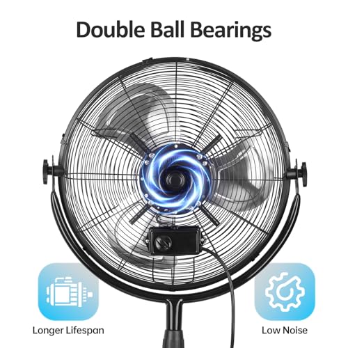 Heavy Duty 18-Inch Metal Pedestal Fan with Adjustable Height & 3 Speeds