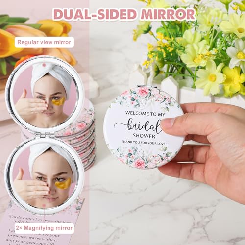 Pink Bridal Shower Favors Makeup Mirrors & Thank You Cards Set - 24 Pieces