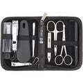 3 Swords Germany ? brand quality 10 piece manicure pedicure grooming kit set for nail care tweezers file clipper, Made by 3 Swords (BLACK - GENUINE LEATHER)