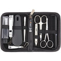Manicure Pedicure Grooming Kit with Leather Case - 10 Pieces, Black
