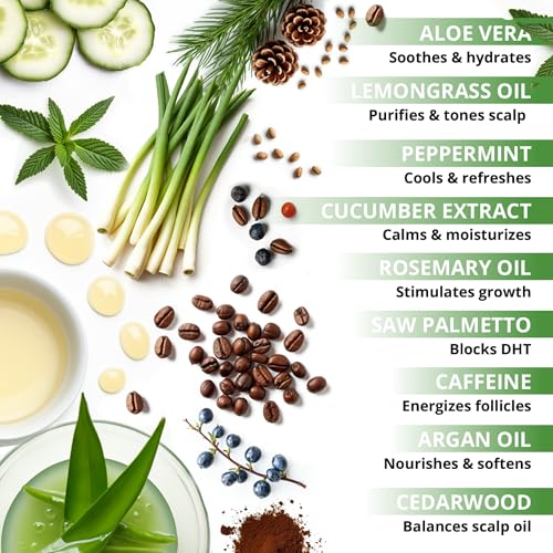 Rosemary & Lemongrass Hair Growth Shampoo for Thinning Hair - Strengthening & Volumizing, Made in USA