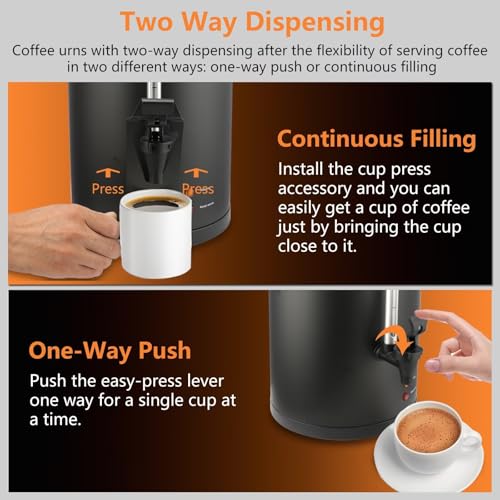 Festa Essential 6L 30-Cup Commercial Coffee Urn - Double Wall Stainless Steel Hot Water Dispenser