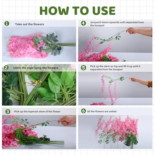 Purple Wisteria Hanging Flowers - 150 Pack Artificial Garden Decor