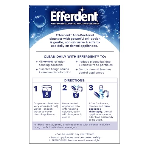 Efferdent Deep Clean, Retainer Cleaning Tablets, Denture Cleanser Tablets for Dental Appliances, 126 Count