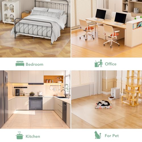 Clear 5x8 Foot Waterproof Non Slip Floor Mat for Dining & Kitchen