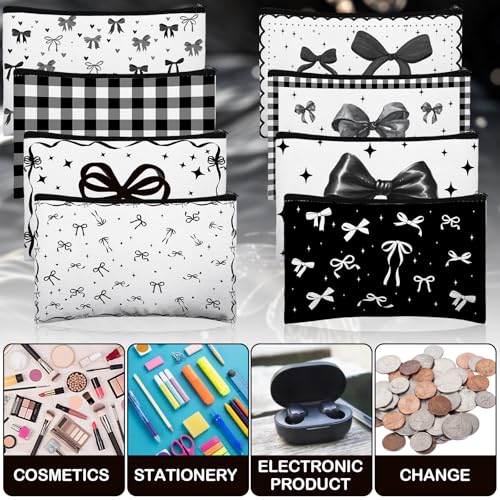 Black Bow Makeup Bags Set of 24 for Women - Vintage Floral Toiletry Pouches