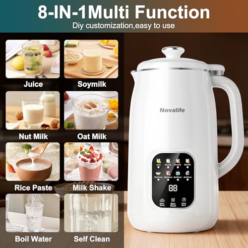 8 in 1 Nut Milk Maker Machine - 40oz Soy, Oat, Almond Milk, White