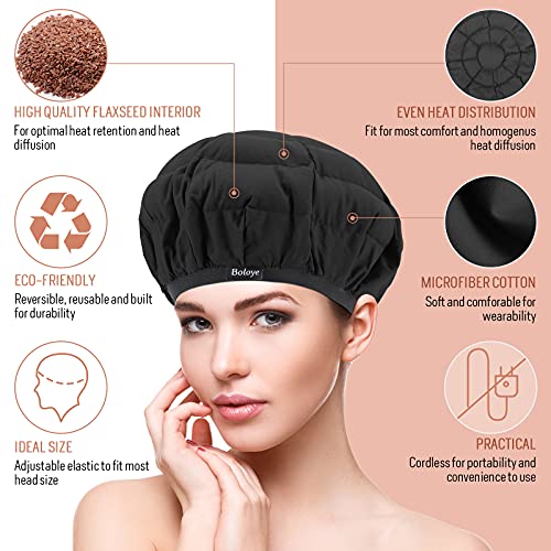 Flaxseed Deep Conditioning Heat Cap - Black, Microwave Hot Hair Care & Styling (10 pcs)