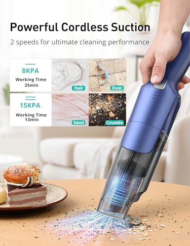 Handheld Cordless Vacuum Cleaner - 24KPa Pet Hair Car & Home Use - Muted