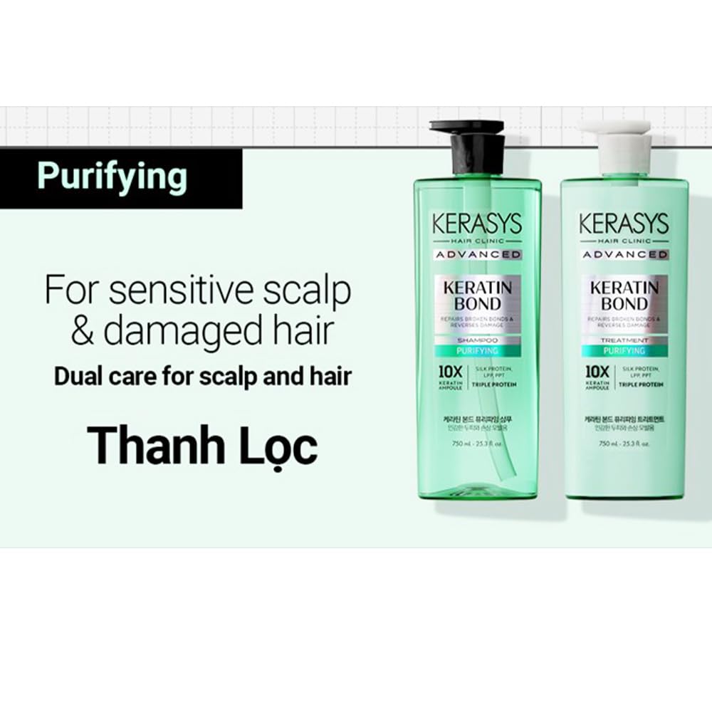 Kerasys Advanced Keratin Bond Purifying 20.2 fl oz / 600 ml (1-Pack, Shampoo), Green