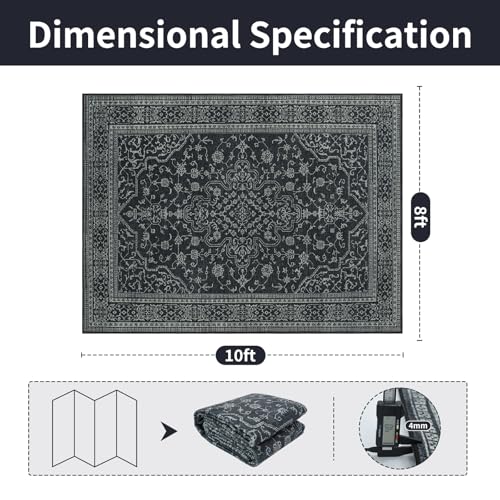8x10 Rectangular Washable Area Rug - Black & White Living Room Bedroom Dining