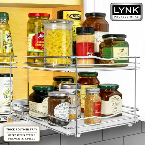 Chrome 2-Tier Pull-Out Spice Rack for Cabinets - 10-1/4 Inch Wide