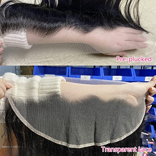 14 Inch Straight Lace Frontal Closure Human Hair Brazilian Virgin 13x4 Swiss Transparent Lace Pre-Plucked with Baby Hair