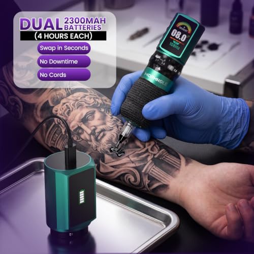 Wireless Tattoo Machine Kit with 2 2300mAh Batteries - 2PCS, Adjustable Modes, Fast Charging, Portable Cordless Design - Variation of THIS listing