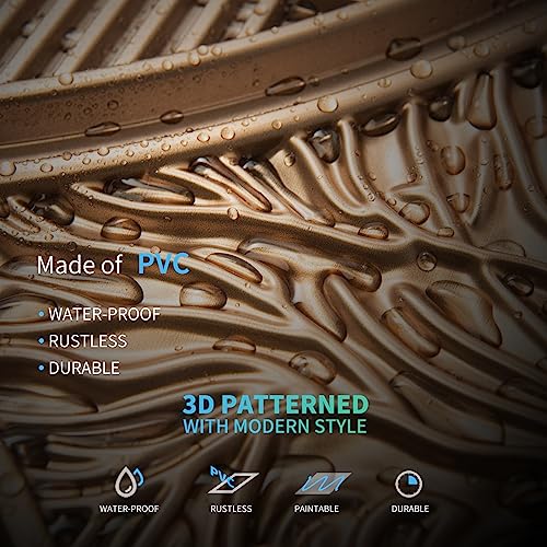 Waterproof 3D Drop Ceiling Tiles - Bronze, 24x24 in, Pack of 12 - Modern Ceiling Decor