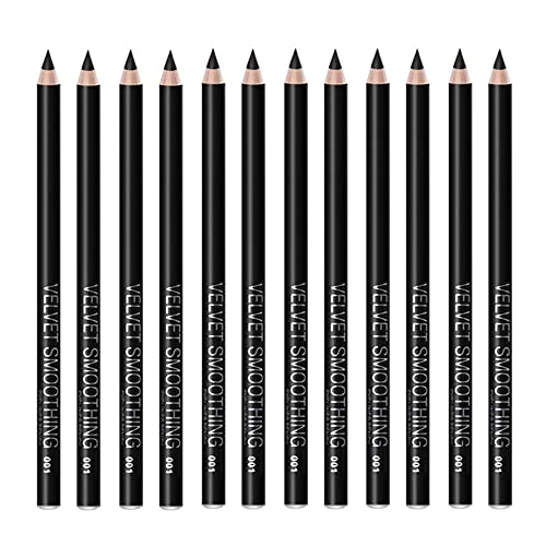 Black Eyeliner Pencil Set - 12 PCs Matte Silky Formulas Waterproof Eye Crayon Liners