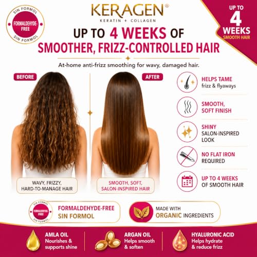 At-Home Keratin Hair Smoothing Treatment for Frizz Control - Safe & Easy