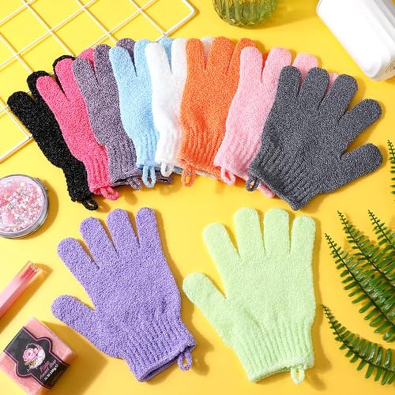 100 Pcs Exfoliating Gloves Bulk for Shower Body Double Sided Gloves Exfoliating Bath Mitt with Hanging Loop Bath for Women Men Bathing Skin Scrubber Accessories Beauty Spa (Multicolor)