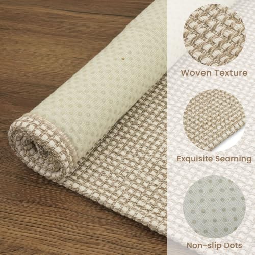 EARTHALL 6x9 Ft Woven Area Rug Beige/Ivory Washable Non Slip Living Room Carpet