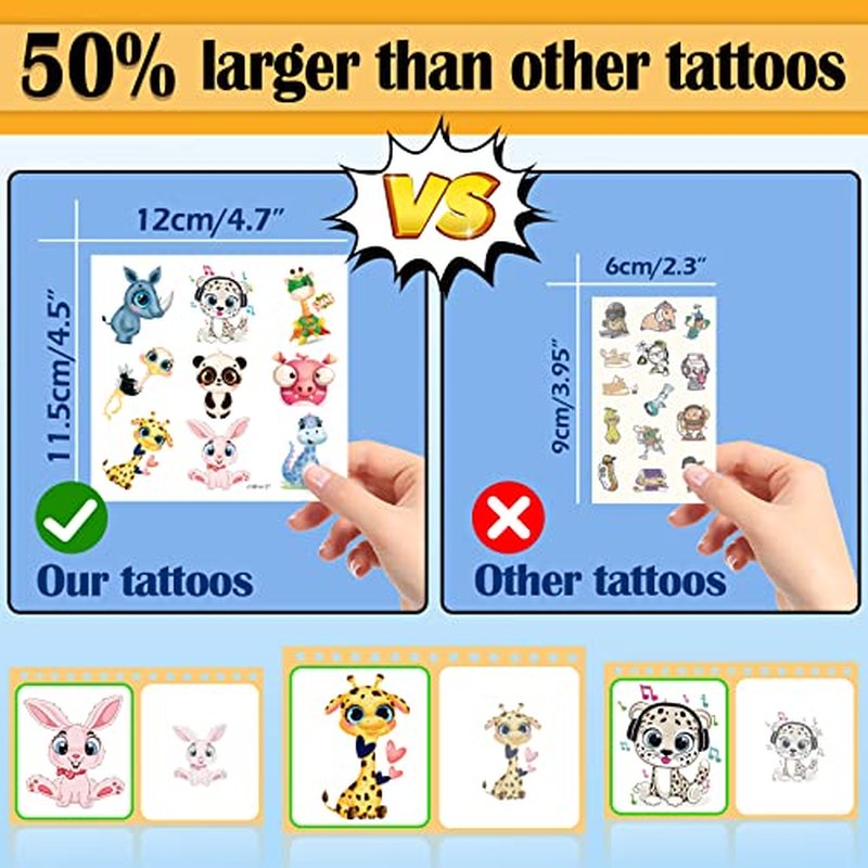 Aresvns Temporary Tattoo 400+ PCS,Party Supplies Gifts,Colorful cute fake tattoos for boys and girls, waterproof,non-toxic and easy to remove.