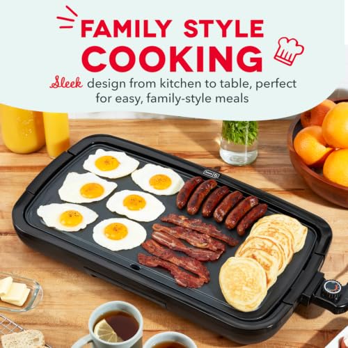 Electric Griddle - 20-Inch Nonstick Flat Top with Removable Plate, Black