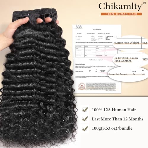 Deep Wave Human Hair Bundles 16 Inch Natural Black 12A Virgin Brazilian Hair