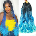 Paraglame 8-Pack Ombre Blue French Curly Braiding Hair 12 Inch Synthetic Bouncy Hair