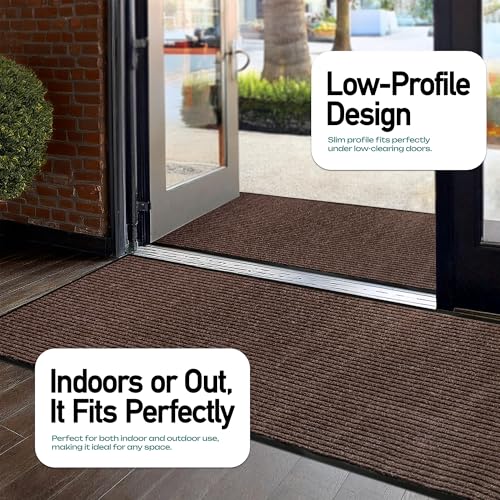 Heavy Duty Entry Floor Mat 4 x 6 Feet Brown Waterproof Indoor Outdoor Commercial