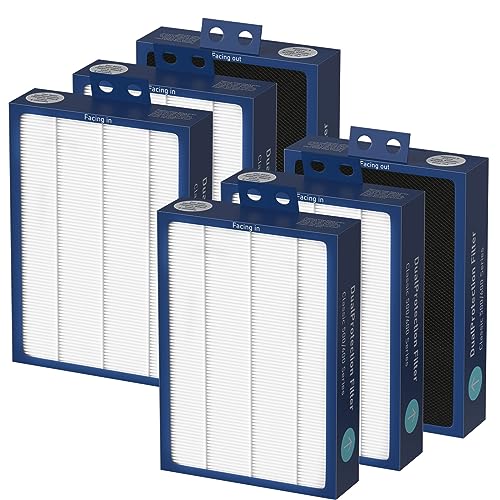 Dual Protection Pack of 6 HEPA Filters Compatible with Blueair 500/600 Series Air Purifiers
