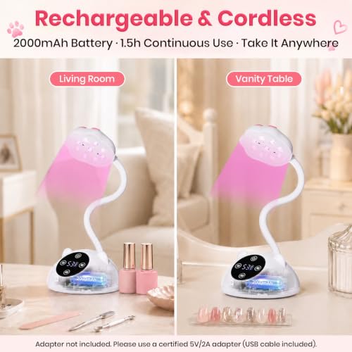 Beetles Cordless Gooseneck UV LED Nail Lamp 2000mAh Flash Cure - White