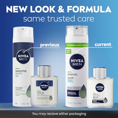NIVEA MEN Sensitive Shaving Set for Men, Sensitive Shave Gel (7 Oz) + Soothing Post Shave Balm Aftershave (3.3 Fl Oz), Enriched with Chamomile Extract and Vitamin E, For Sensitive Skin