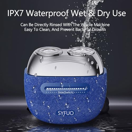 Mini Waterproof Electric Shaver for Men - Portable USB-C Razor for Travel & Home, Blue