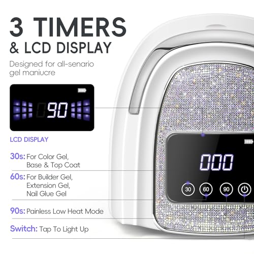 COSCELIA U V Nail Lamp Cordless Rechargeable U V Light for Gel Nails Prossional Automatic Sensor 3 Timer Quick Drying Glitter Nail Dryer Gifts for Women