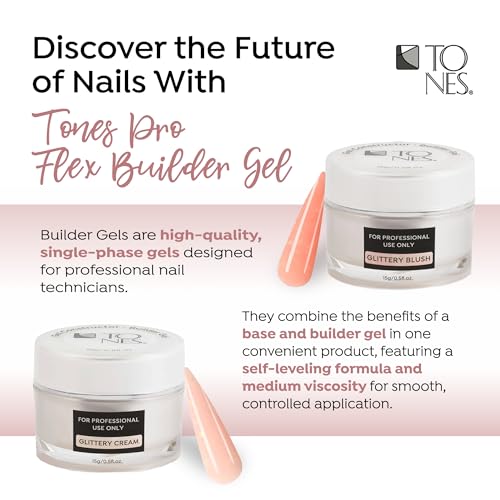 TONES Premium Self Leveling Nail Builder and Extension Gel for Professional Design - Salon-Quality LED and UV Building Gel - (0.5 Fl Oz, Baby Pink)