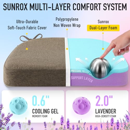 SUNROX Heather Chestnut Gel Memory Foam Chair Cushions Set of 8 16x17" - Non-Slip Dining & Office Seat Pads