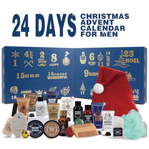 Men's 24-Day Beard & Skincare Advent Calendar - Holiday Grooming Gift Set