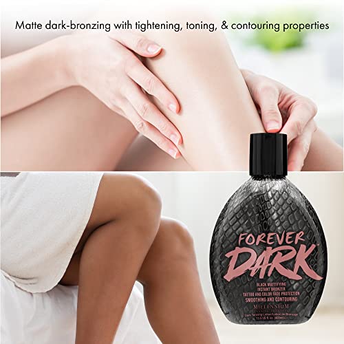 Millennium Tanning Forever Dark Black Matte Bronzer Lotion 13.5oz - Instant Deep Tan & Skin Blur