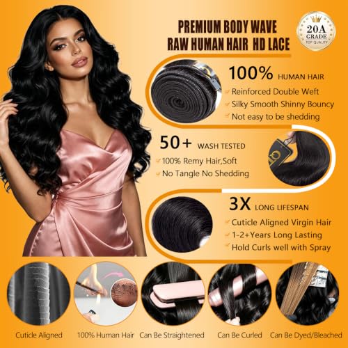 Brazilian Body Wave Hair Extensions - 8 Inch Virgin Human Hair Bundles - Natural Black - Variation #1b