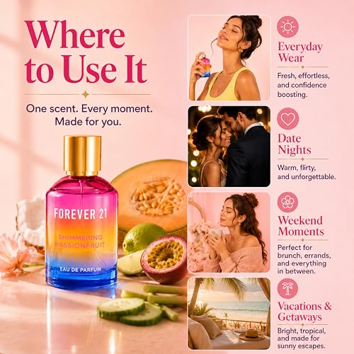 Forever 21 Shimmering Passionfruit Eau de Parfum for Women 3.4 Fl Oz - Fruity Tropical Scent