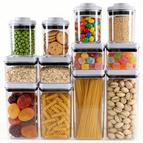 12 Pack Airtight Food Storage Containers Set - Clear Plastic Kitchen Organization