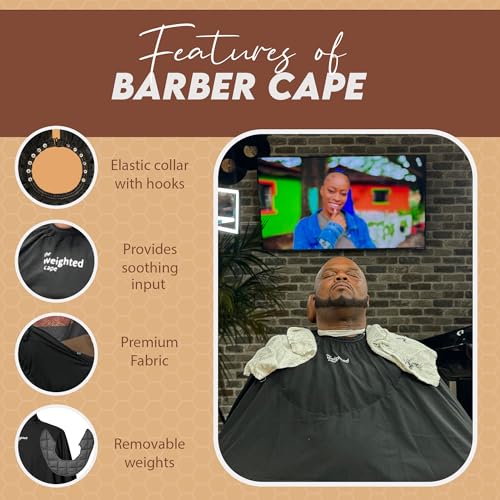 Large Kids Hair Cutting Cape with Dual Weights & Elastic Collar - Waterproof, Breathable, 52x36 Inches