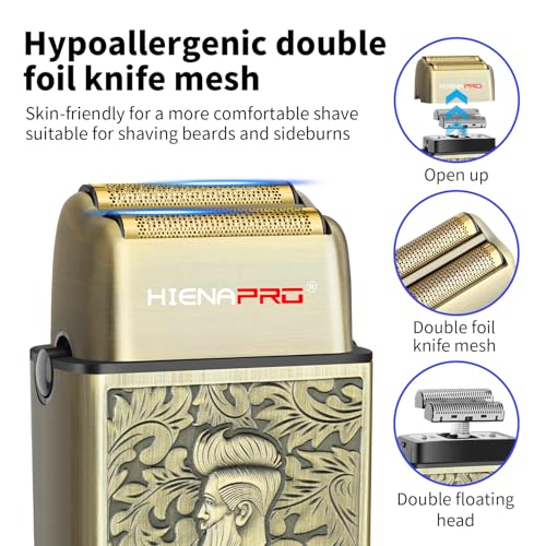 HIENA PRO Electric Razor for Men, Cordless Professional Foil Shaver & Bald Head Precision Trimmer, Travel Shaving, USB Charging, LED Display, Perfect Gifts for Men