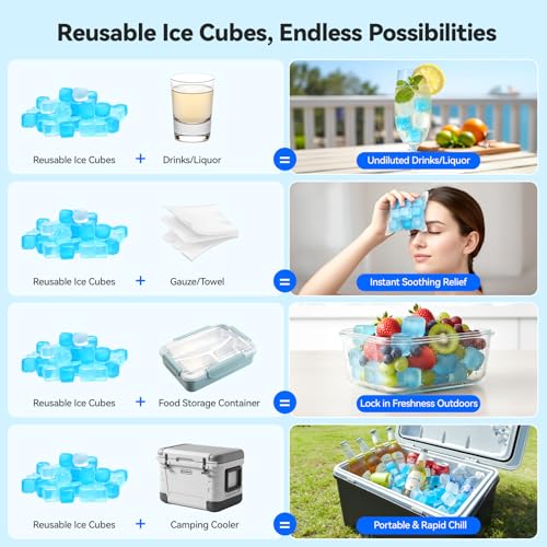 720 Pack Reusable Ice Cubes - Blue & White Refreezable Plastic Ice Cubes