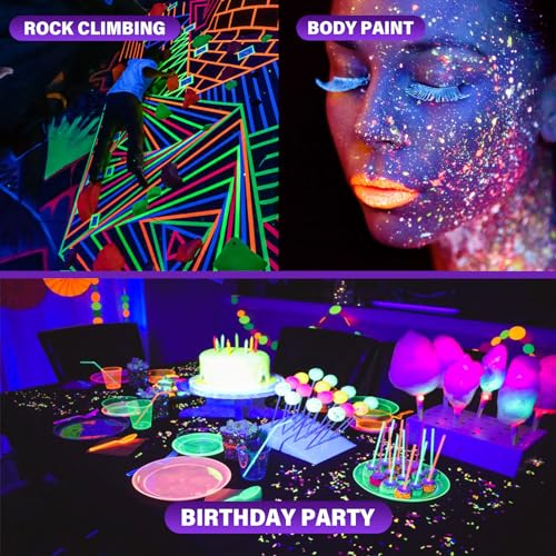 Rechargeable Black Light 395nm Cordless LED UV Light for Neon Glow Party - 4/20W